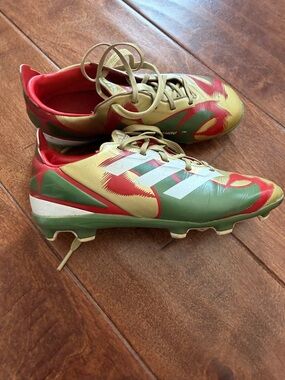 adidas Green Red Gold Soccer Cleats with White Stripes